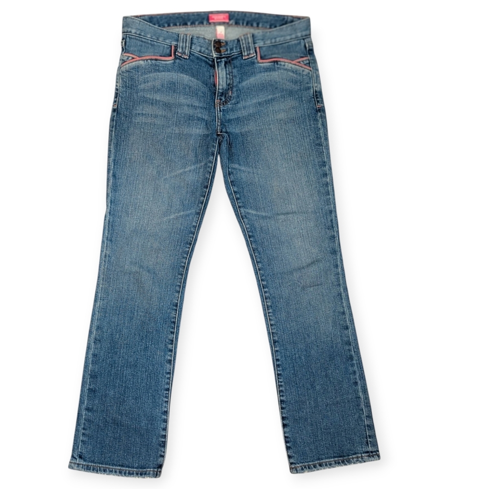 VTG Abercrombie& Fitch Y2K Low-Rise Pink Boot Cut Barbie Jeans 4 Preppy